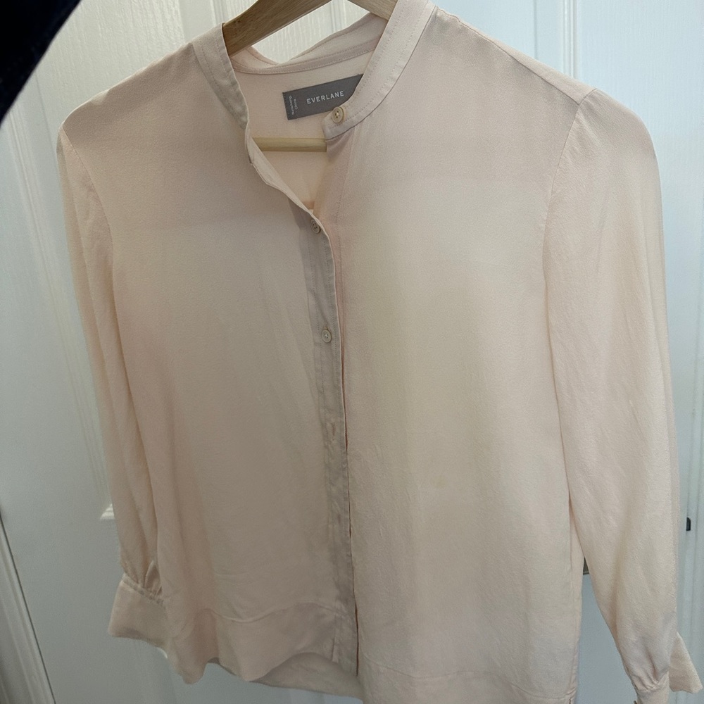 Everlane women clean silk blouse pale pink